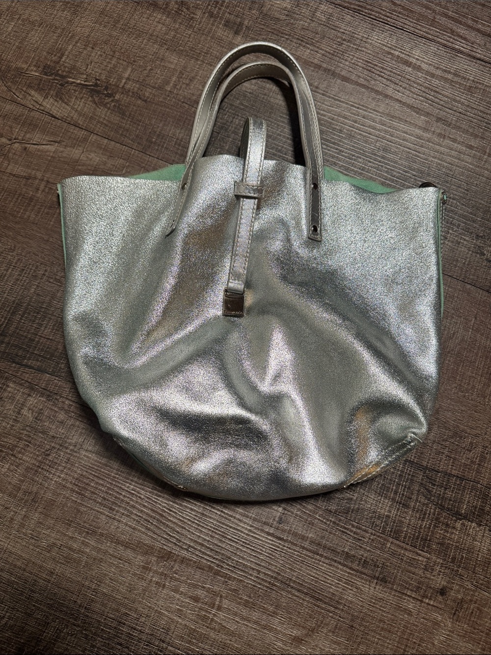 Tiffany & Co. Reversible Tote Bag in metallic silver leather